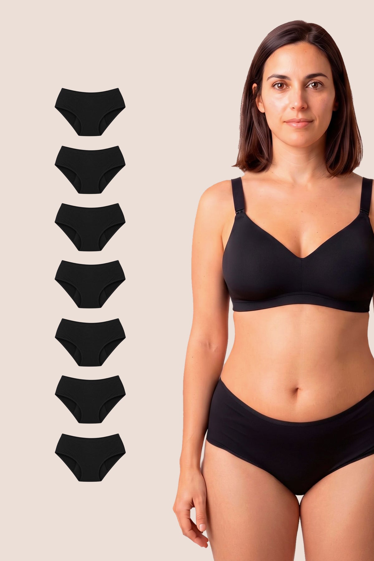 POSTPARTUM PANTIES BLACK PACK 7 GENERAL