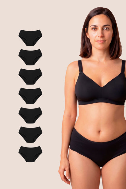 POSTPARTUM PANTIES BLACK PACK 7 GENERAL