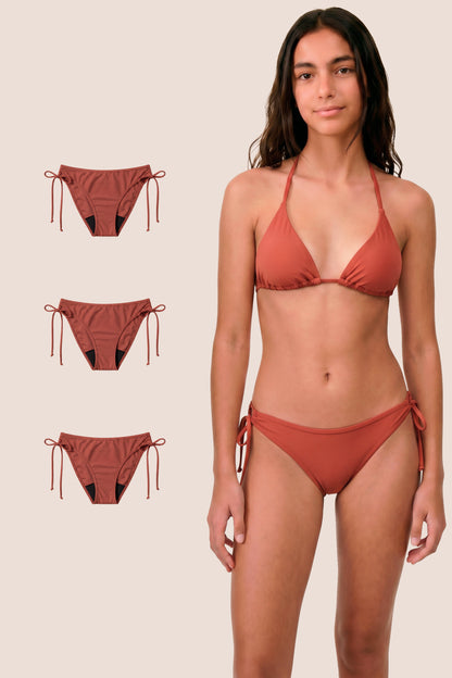 Period Swimwear for Teens Coral Brazilian pack 3 general