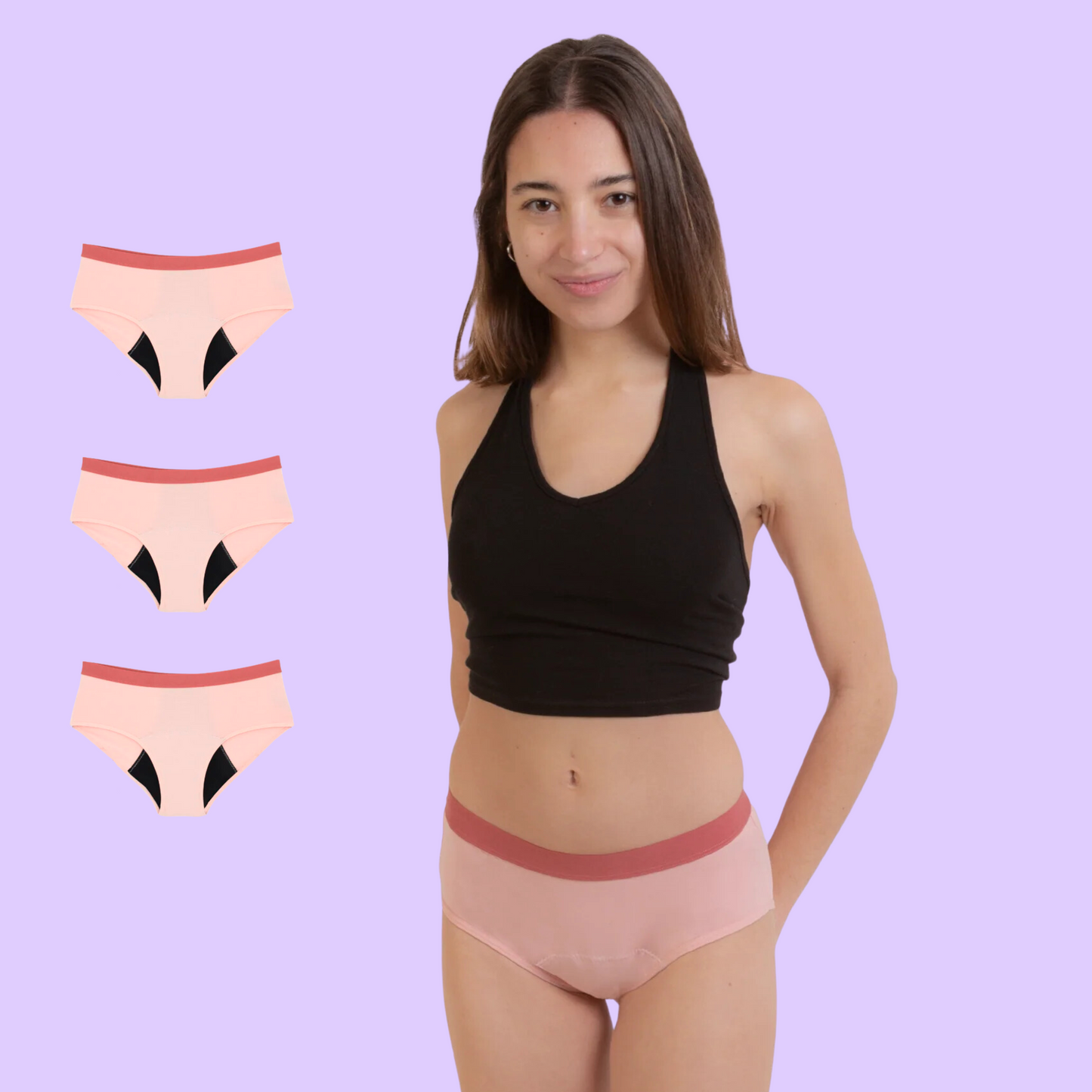 Period underwear for teens pink pack 3