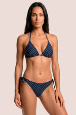 Period Swimwear | Brazilian with Knot | Blue polka dot
