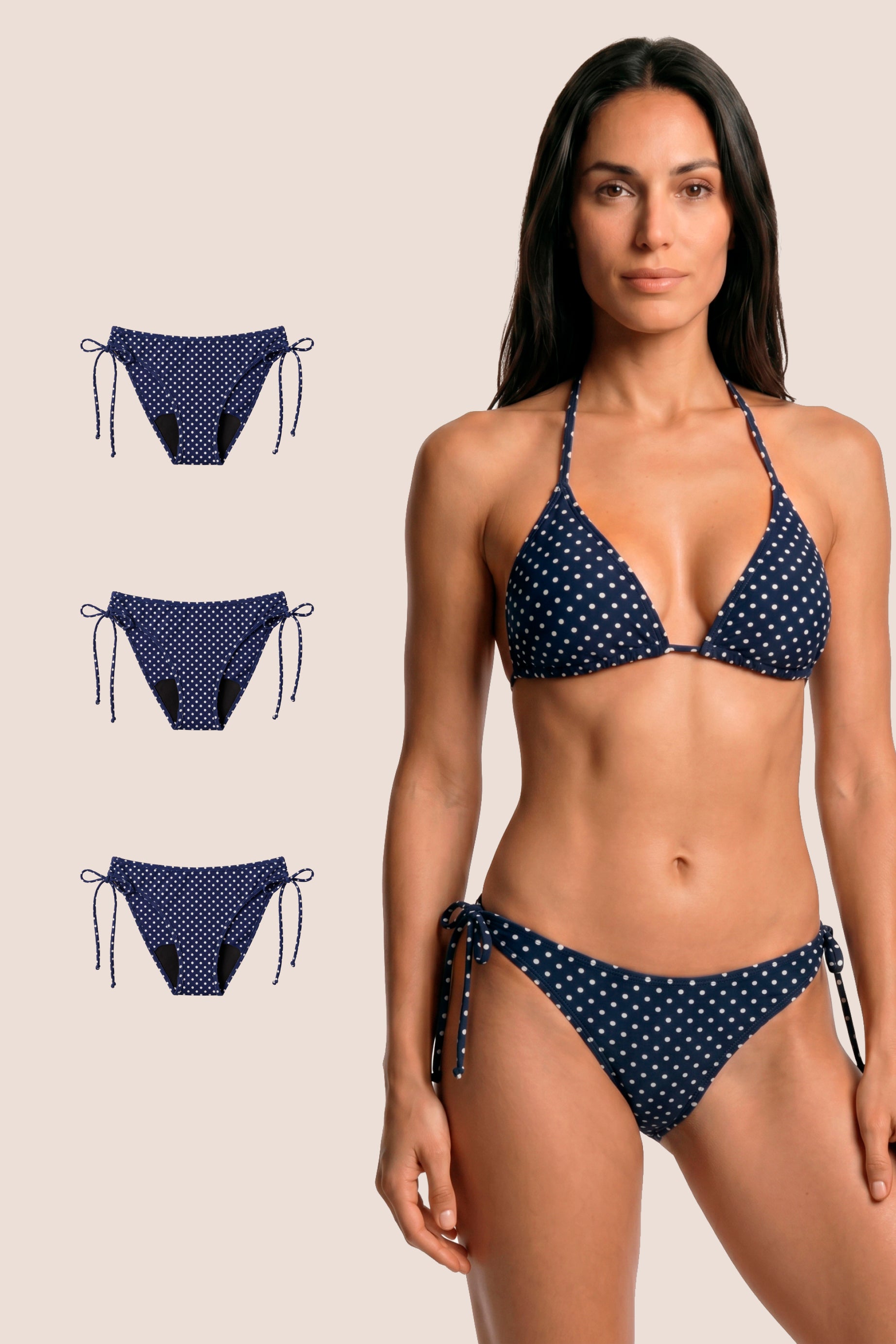 SWIMWEAR BLUE POLKA DOT BRAZILIAN PACK 3 GENERAL