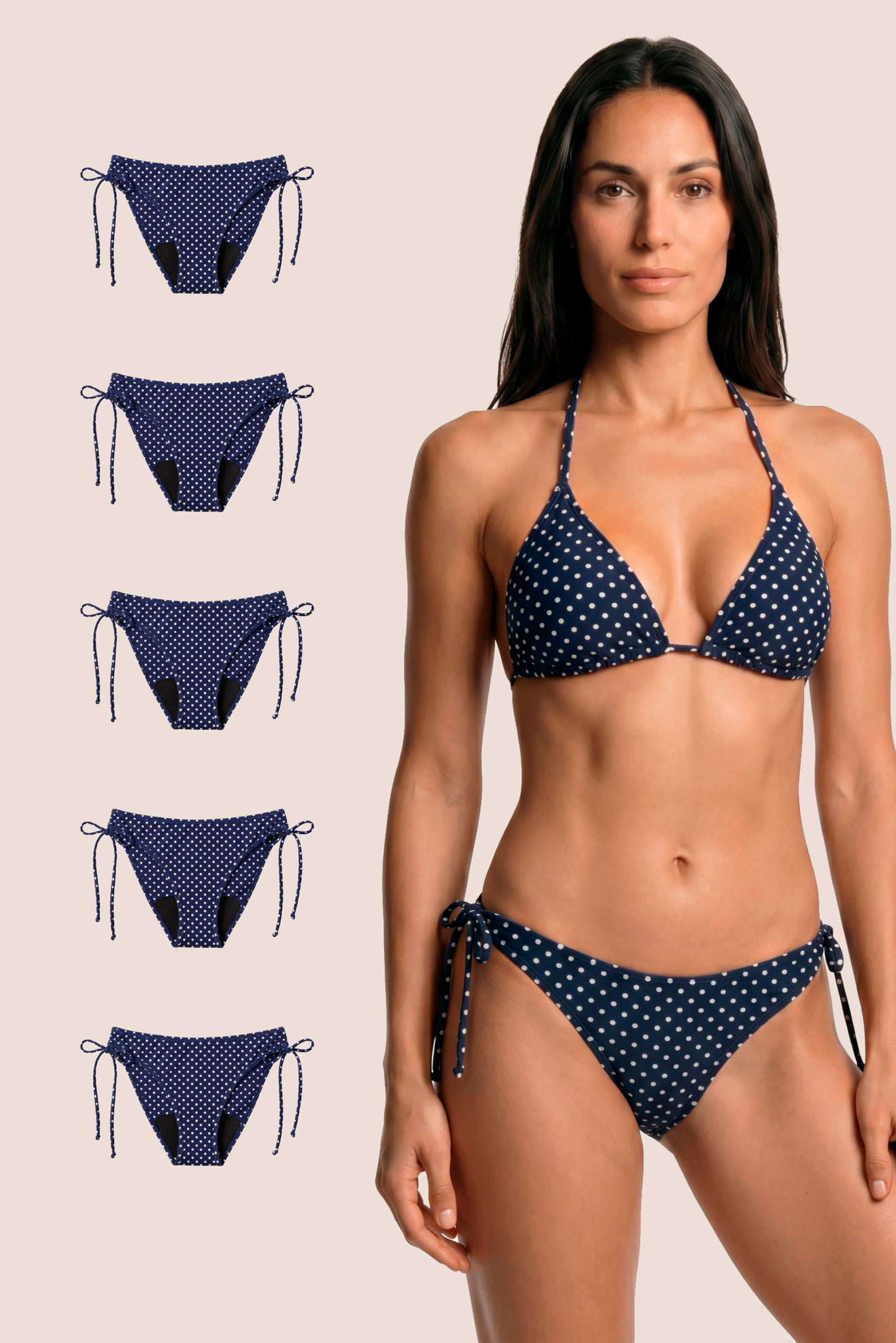 SWIMWEAR BLUE POLKA DOT BRAZILIAN PACK 5 GENERAL
