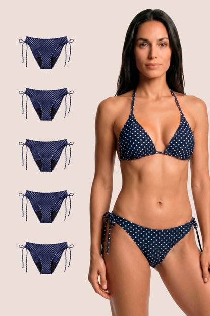 SWIMWEAR BLUE POLKA DOT BRAZILIAN PACK 5 GENERAL