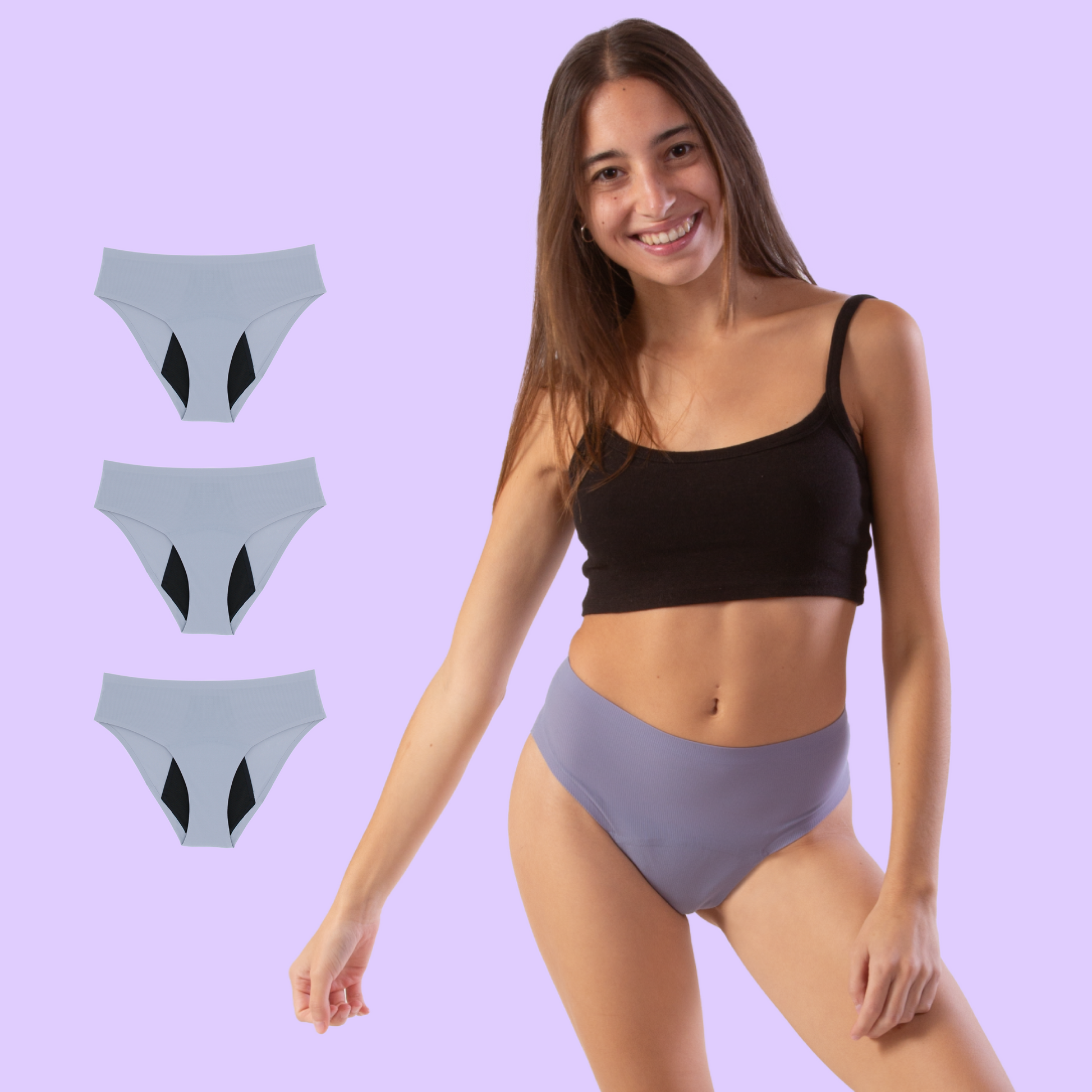 Period underwear for teens black pack 3