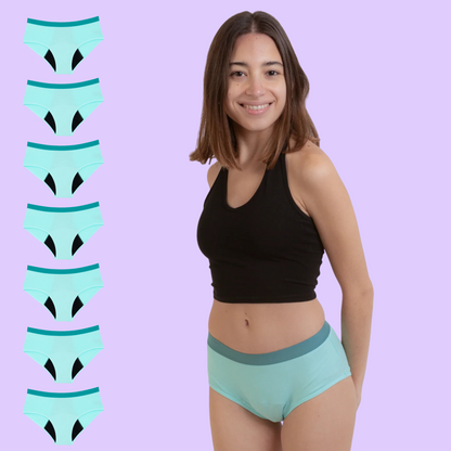 Period underwear for teens turquoise pack 7