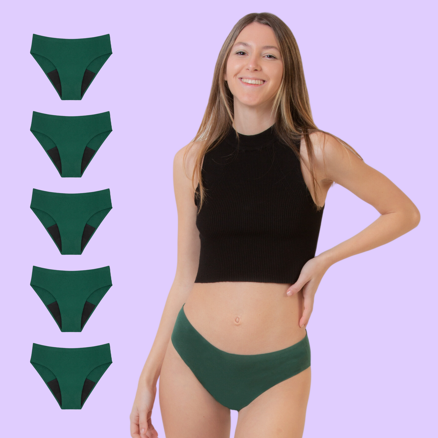 Period Panties Seamless green pack 5