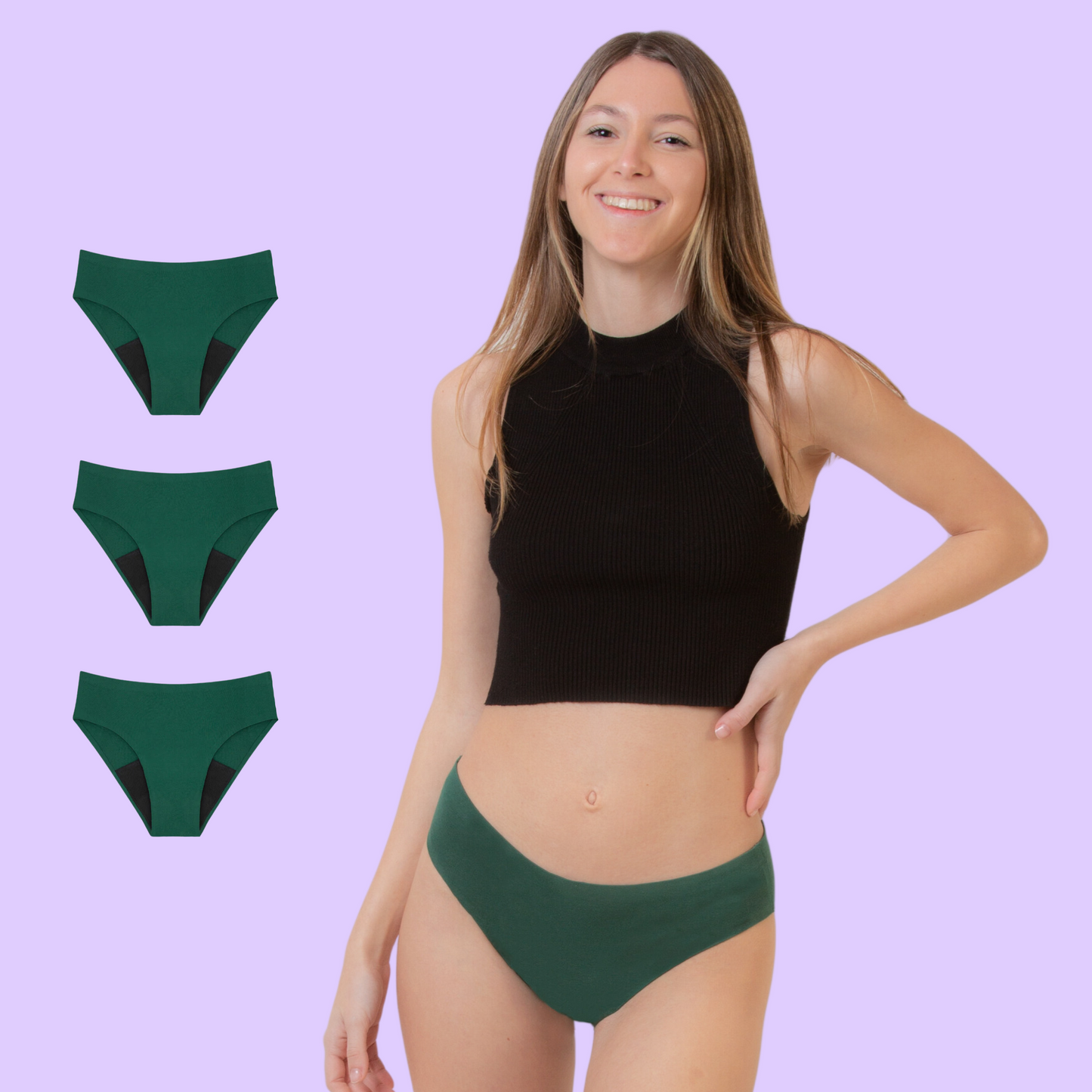 Period Panties Seamless green pack 3