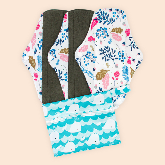 Pack of 3 Reusable Day Pads + Free Wet Bag | Fall Leafs