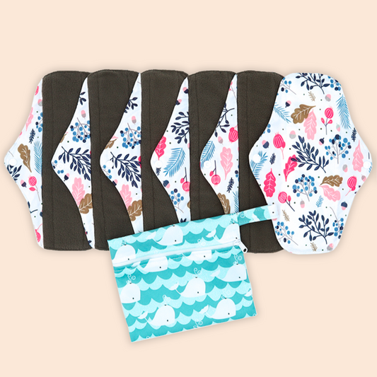Pack of 6 Reusable Pads + Free Wet Bag | Fall Leafs