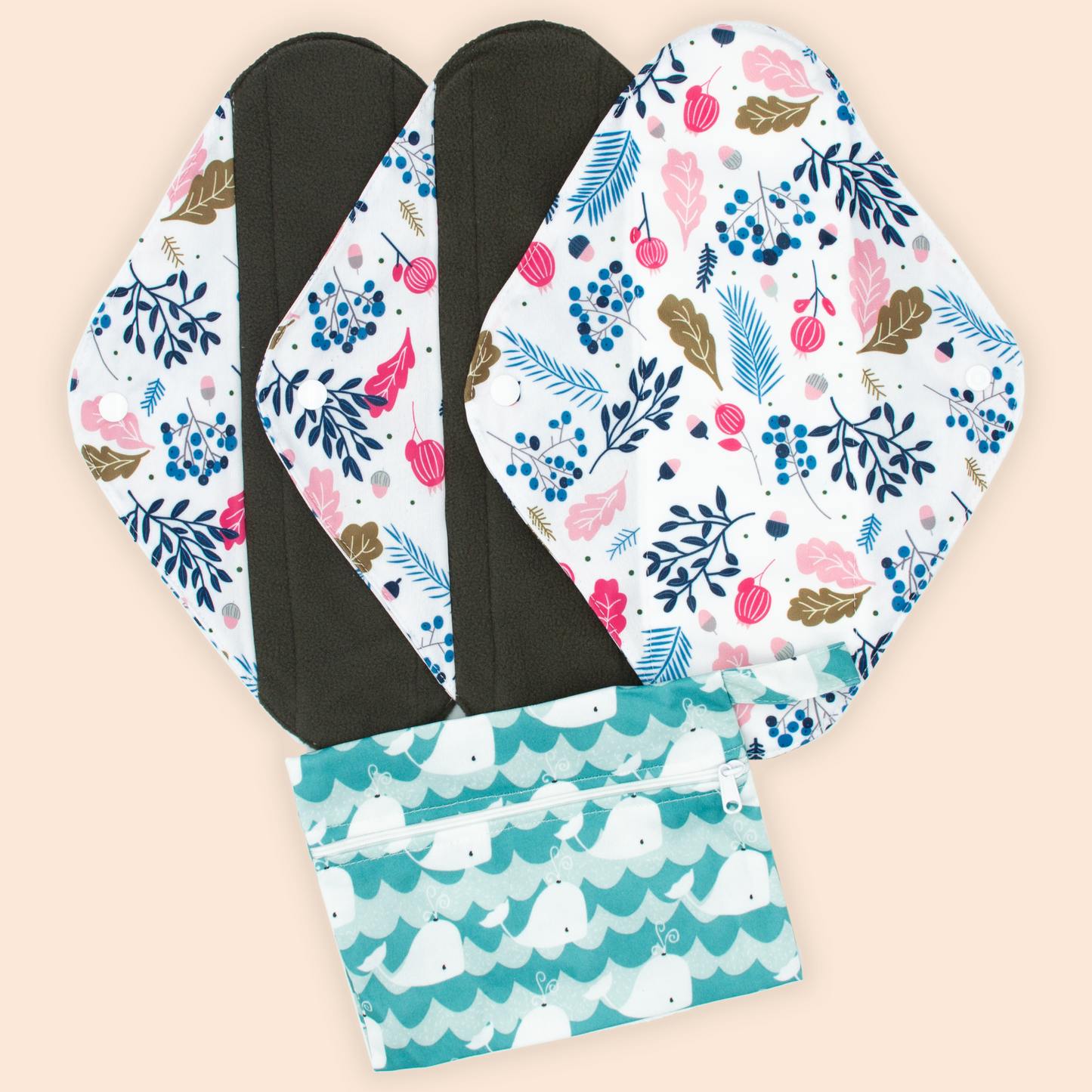 Pack of 3 Reusable Night Pads + Free Wet Bag | Fall Leafs