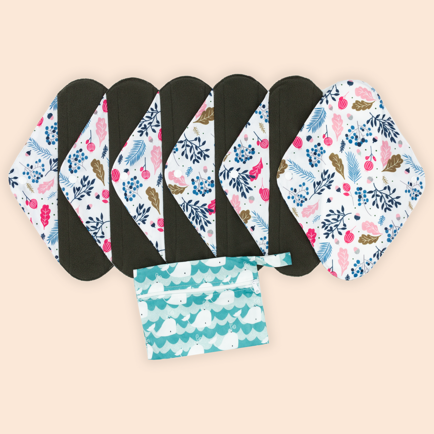 Pack of 6 Reusable Night Pads + Free Wet Bag | Fall Leafs